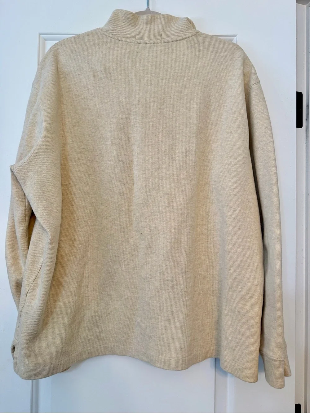 Polo Ralph Lauren 1/4 Zip Mens Oatmeal Beige Cotton Pullover Sweater Size XL
